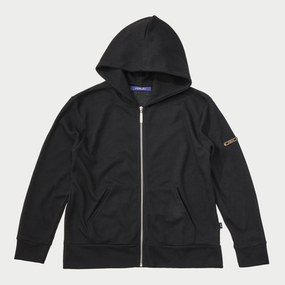 THERMAL ZIP UP HOODIE  BLACK
