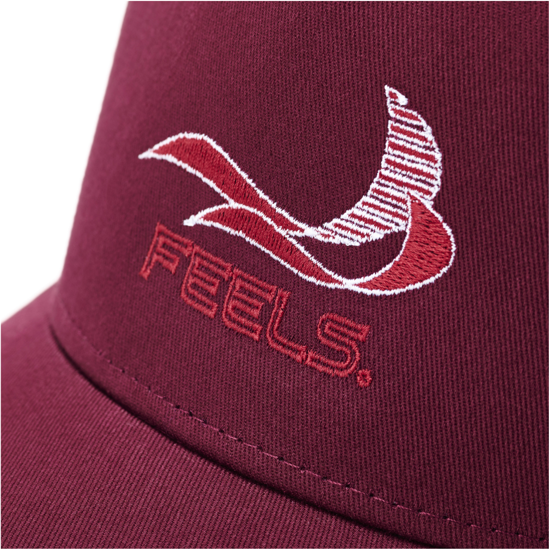 FEELS. LOGO CAP GRAY 上杉柊平 feels ORIGINAL MESH 5PANEL CAP WINE RED – FEELS.