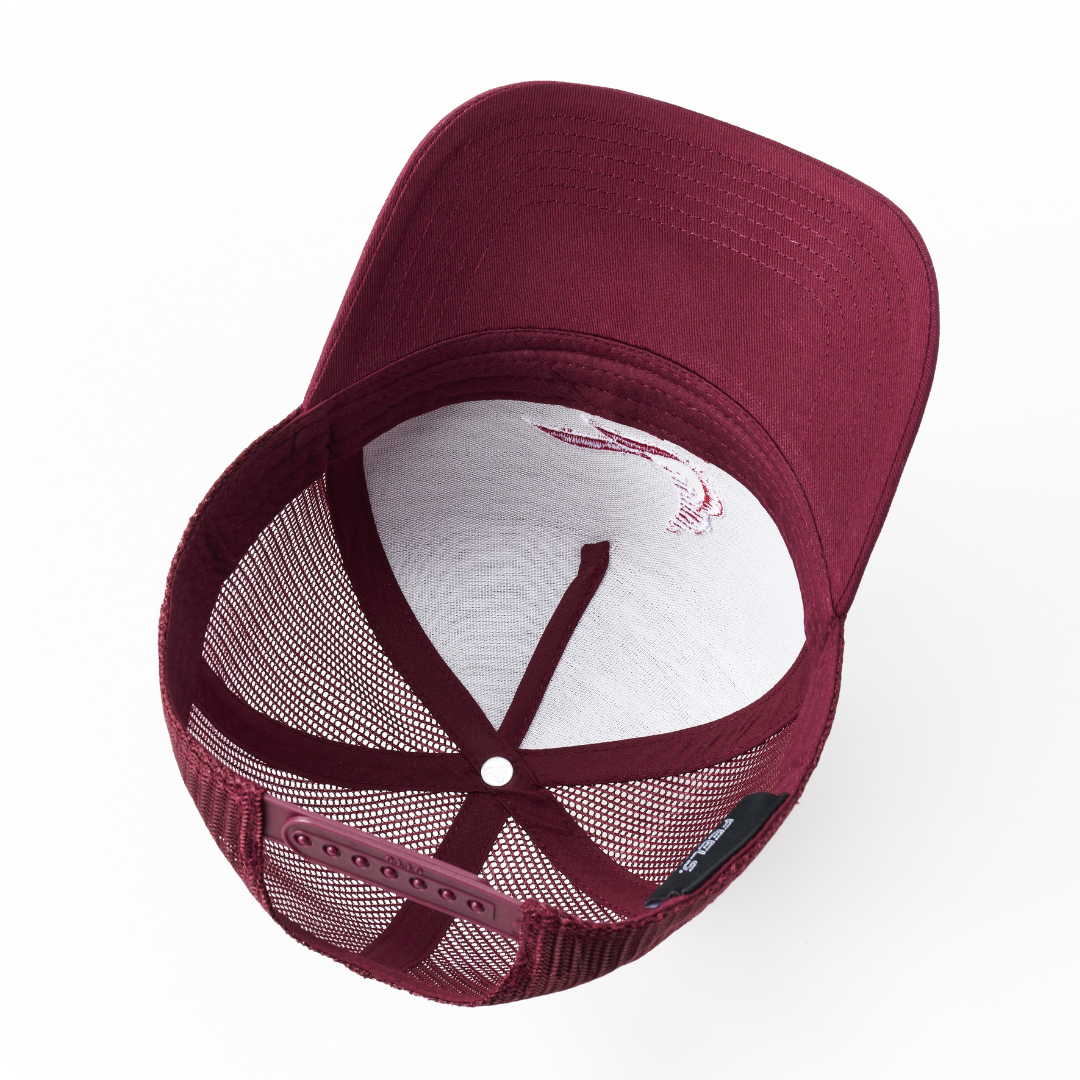 ORIGINAL MESH 5PANEL CAP WINE RED – FEELS. ORIGINAL MESH 5PANEL CAP WINE RED – FEELS.