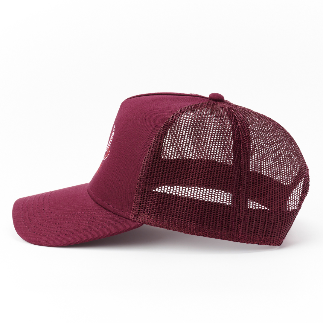ORIGINAL MESH 5PANEL CAP WINE RED – FEELS. ORIGINAL MESH 5PANEL CAP WINE RED – FEELS.