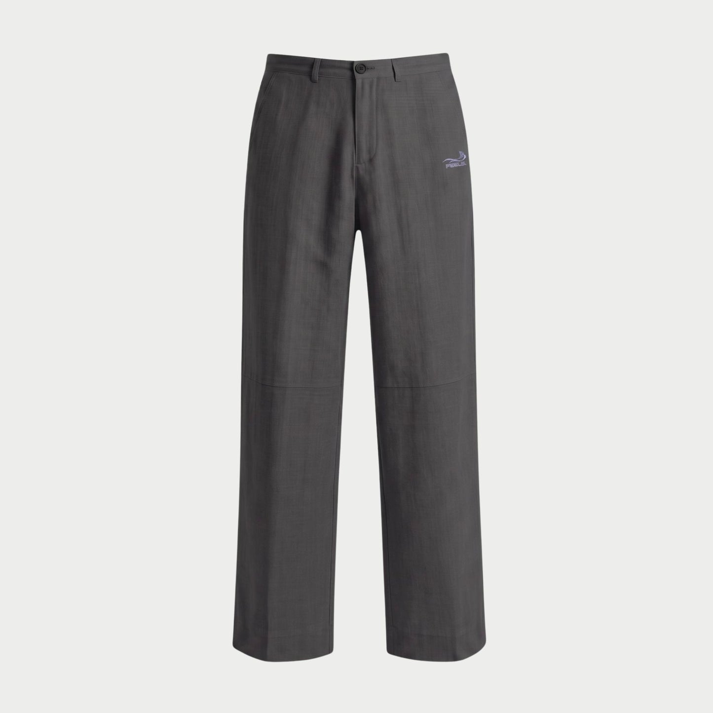 LINEN STRAIGHT SLACKS GRAY