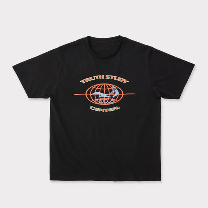 GLOBE LOGO PRINT T-SHIRT BLACK