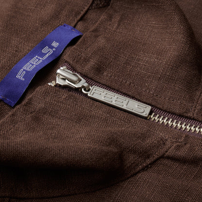 LINEN BLOUSON JACKET BROWN