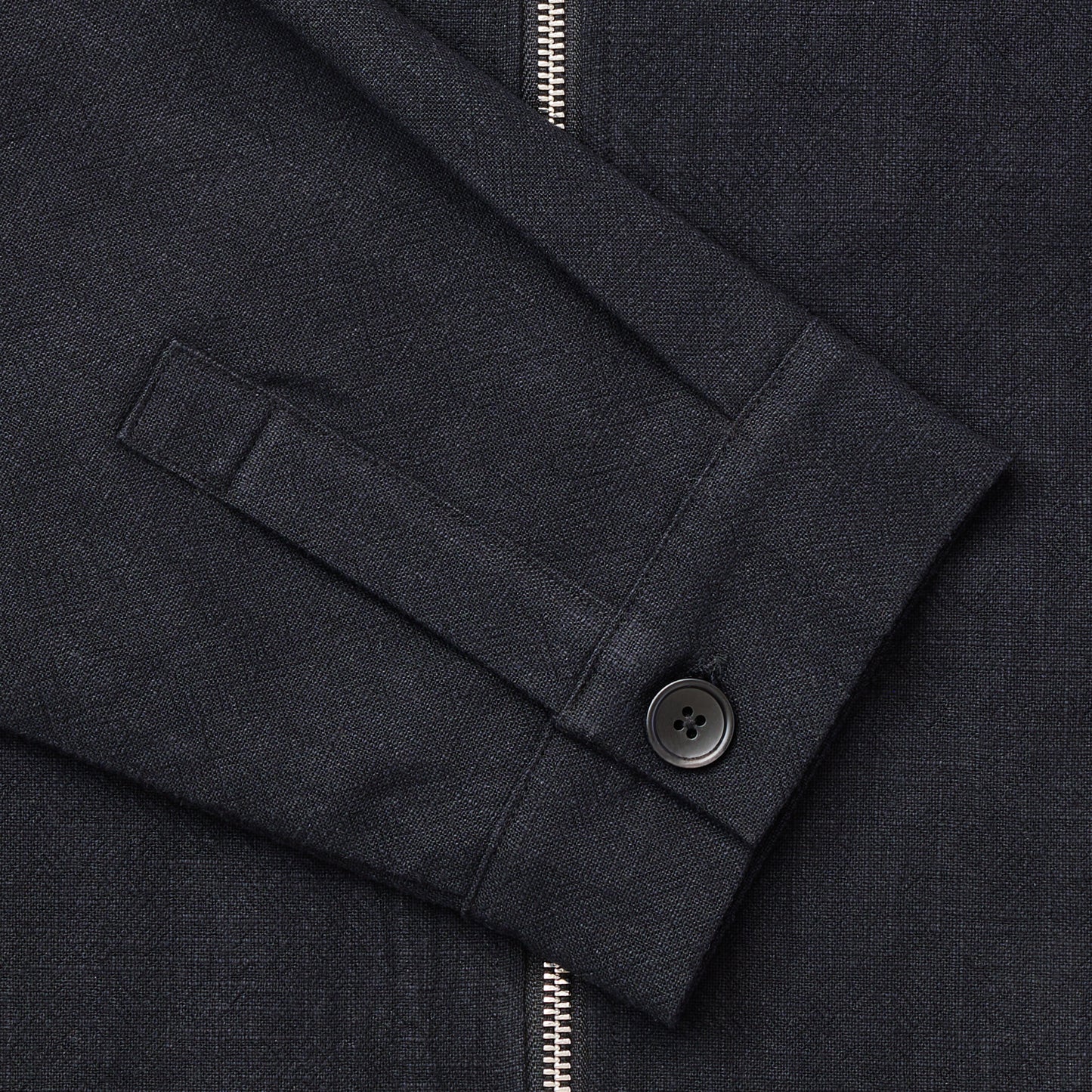 LINEN ZIP UP BLOUSON BLACK