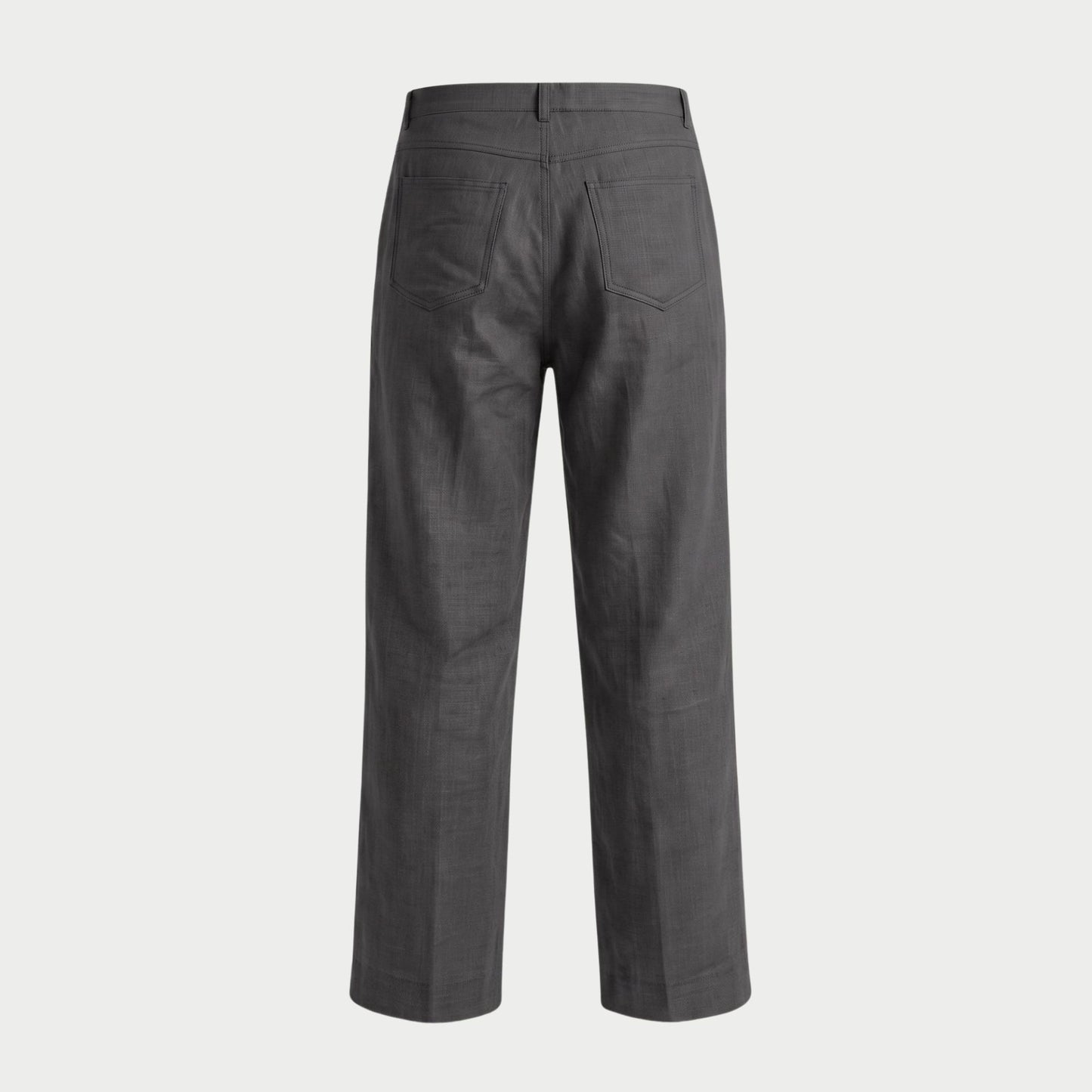 LINEN STRAIGHT SLACKS GRAY