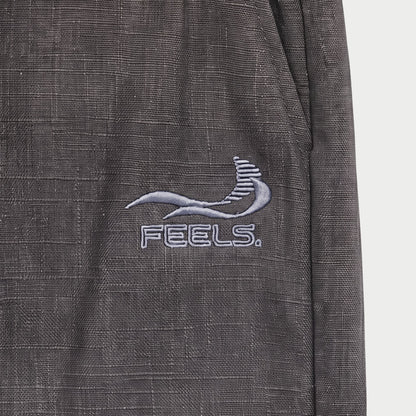 LINEN STRAIGHT SLACKS GRAY