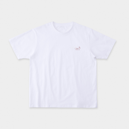 ONE POINT LOGO STITCH T-SHIRT WHITE-LIGHT PINK