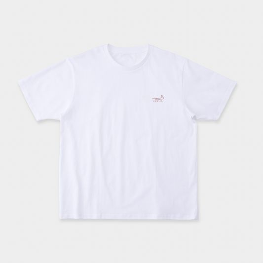 ONE POINT LOGO STITCH T-SHIRT WHITE-LIGHT PINK