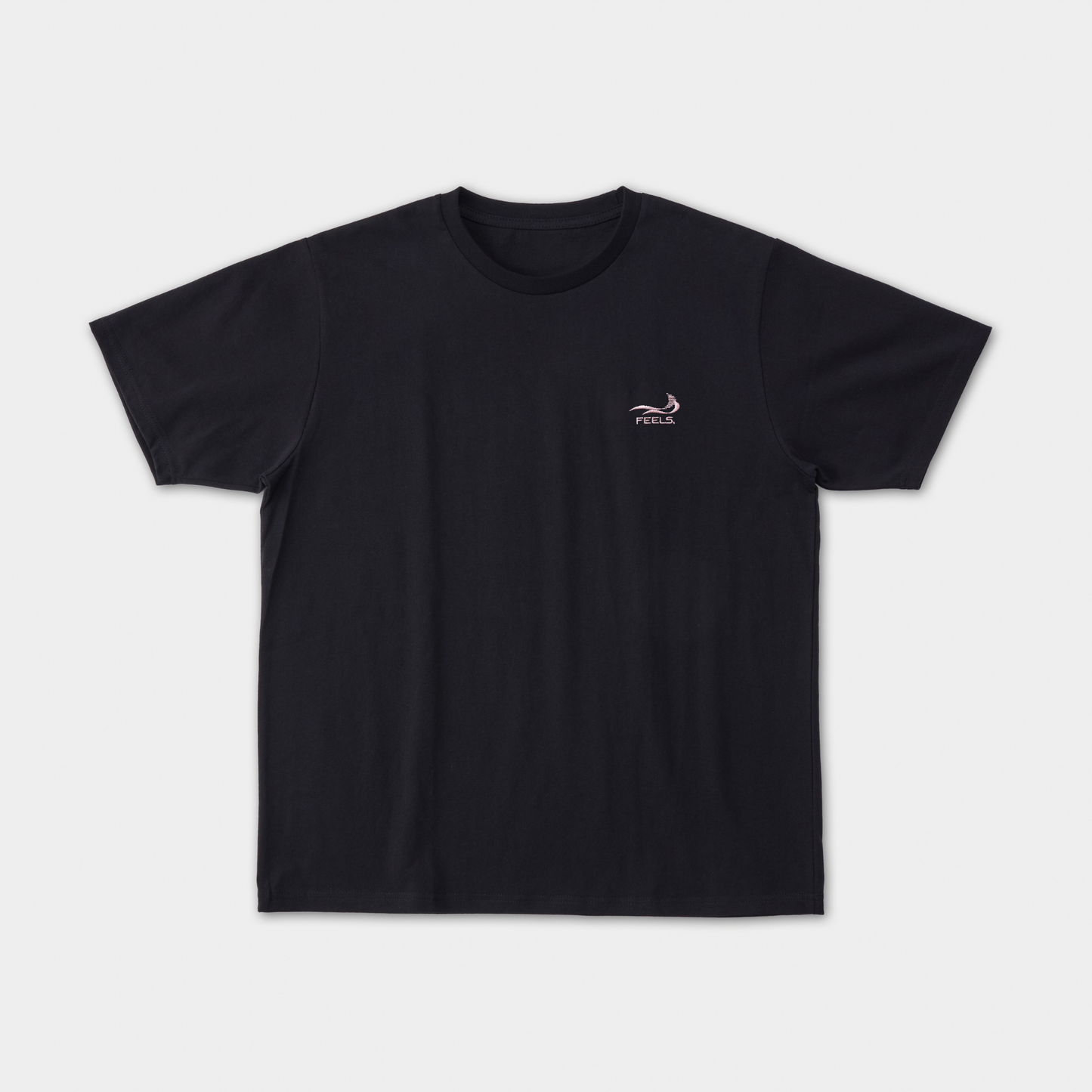 ONE POINT LOGO STITCH T-SHIRT BLACK-LIGHT PINK