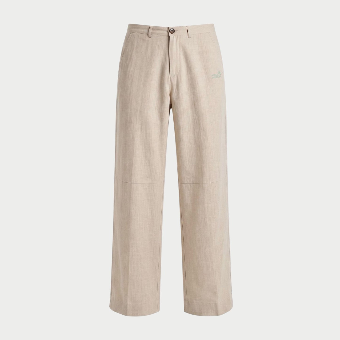 LINEN STRAIGHT SLACKS BEIGE