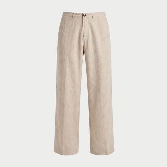 LINEN STRAIGHT SLACKS BEIGE