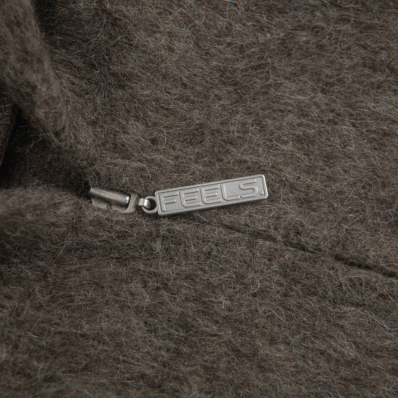 ALPACA ZIP UP HOODIE BROWN