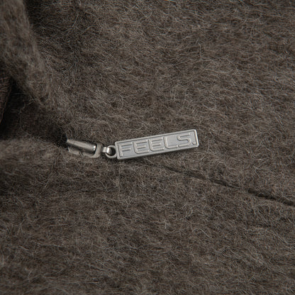 ALPACA ZIP UP HOODIE BROWN