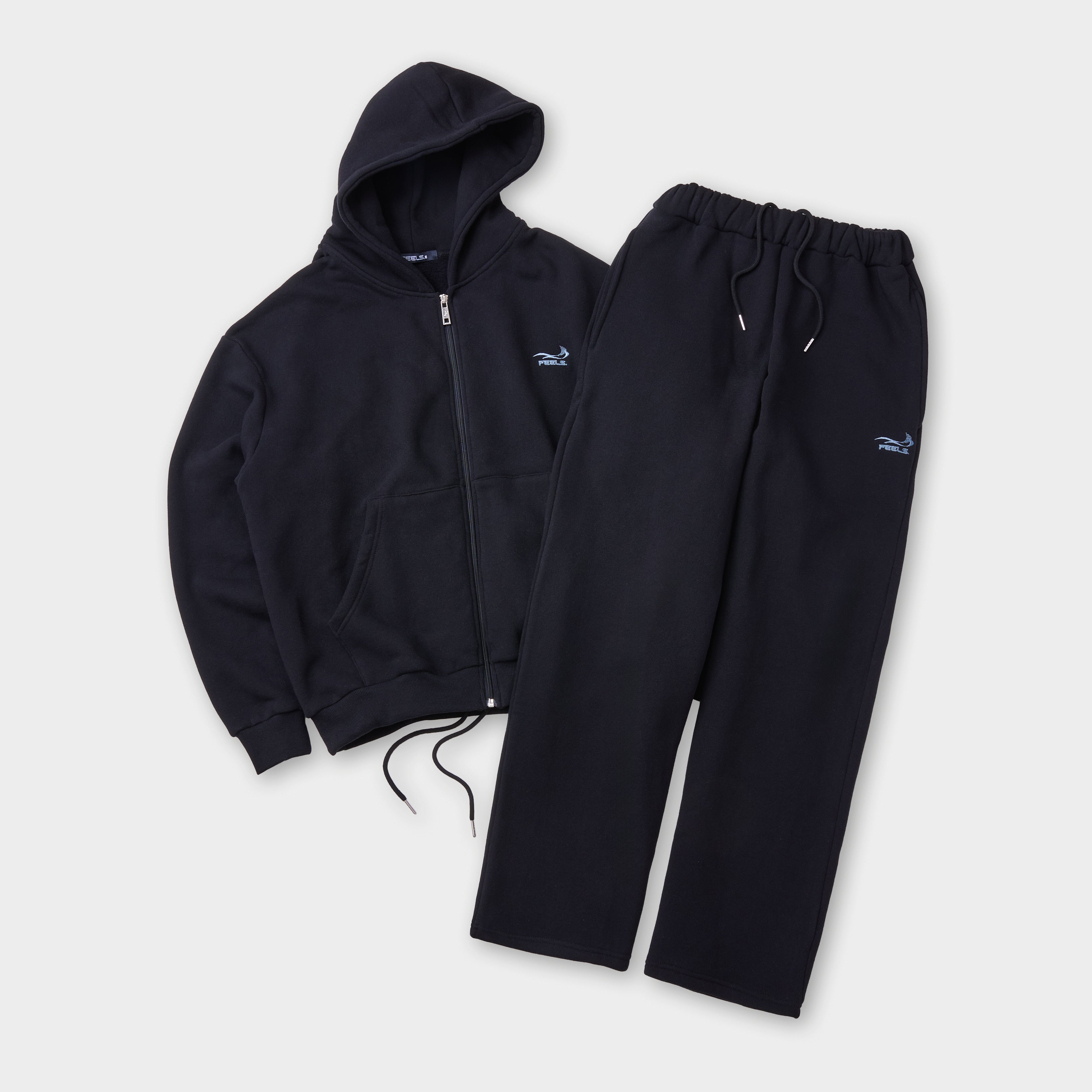 PREMIUM WEIGHT ZIP UP HOODIE BLACK – FEELS.